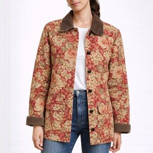 Vintage L.L.Bean Floral Barn Jacket Women’s XL Corduroy Collar Cottagecore